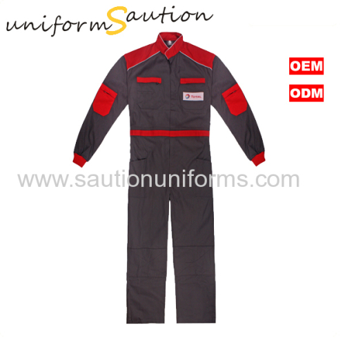 Custom gray and read cotton coverall uniforms