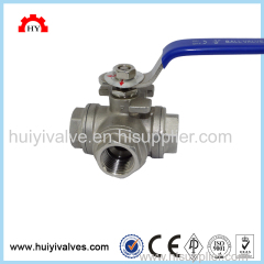 stainless steel 304 316 L port 1000wog female thread 3 way ball valve