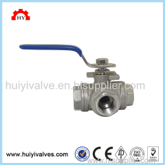 stainless steel 304 316 L port 1000wog female thread 3 way ball valve