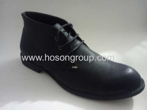 Mens pure black tie up ankle shoes