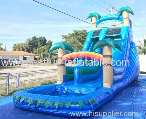 inflatable waterslide blue tropical slide