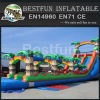 Dual long tropical inflatable water slide