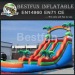 dual water slide with big pool