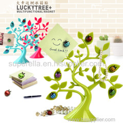 6PCS Creative ladybug fridge magnet + 1PCS lucky tree photo clip notes folder microwave refrigerator magnets stickers