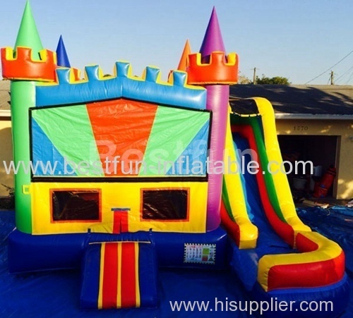 5 in 1 bounce house blue base colorful castle