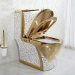 Bathroom Ceramic Sanitary Ware Decorate Gold Color Toilet