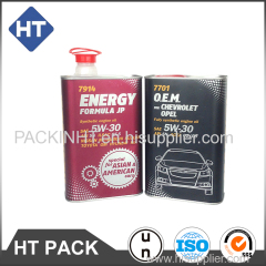 engine oil square tin can with plastic cap