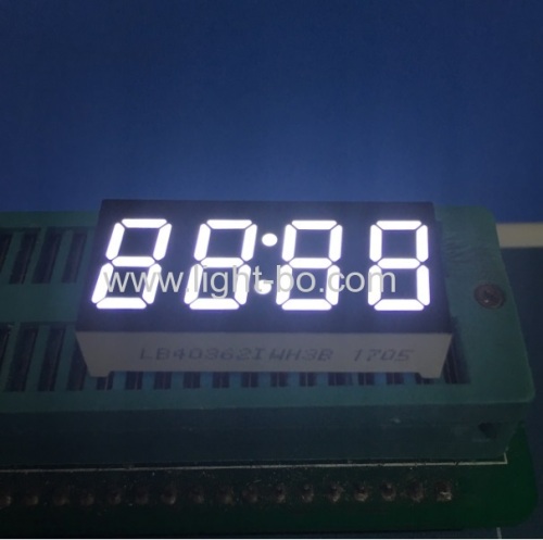 Ultra branco 4 dígitos 0,36 "ânodo comum 7 segmento guia do relógio do led para stb / temporizador do forno