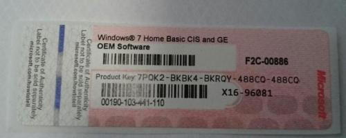 windows 7 home basic CIS and GE oem lebal coa sticker online activation