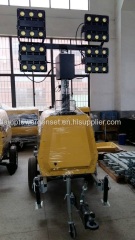 Towable truck trailer led mobile light tower vehicle