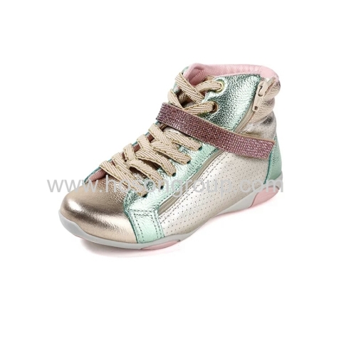 Shiny PU leather children casual shoes