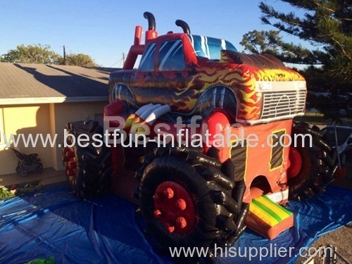 Inflatable bounce house monster truck