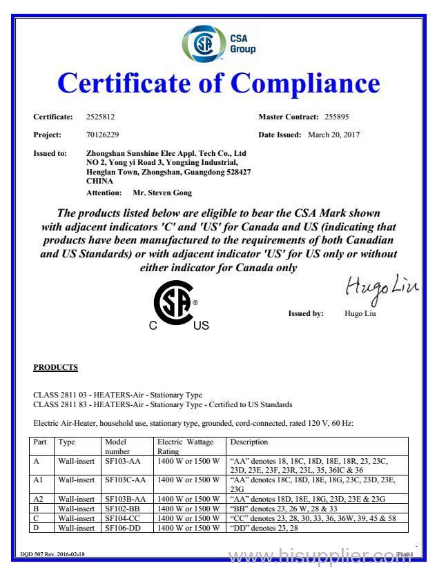 CSA certificate