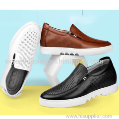 Height Increassing Elevator Shoes Casual Taller 2.15 Inch Hollow Leather Laofers Breathable sandals