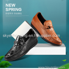 Height Elevator Shoes 2.16 Inches Genuine Leather Height Increasing Casual Shoes Crocodile Print For Men