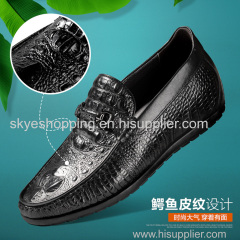 Height Elevator Shoes 2.16 Inches Genuine Leather Height Increasing Casual Shoes Crocodile Print For Men