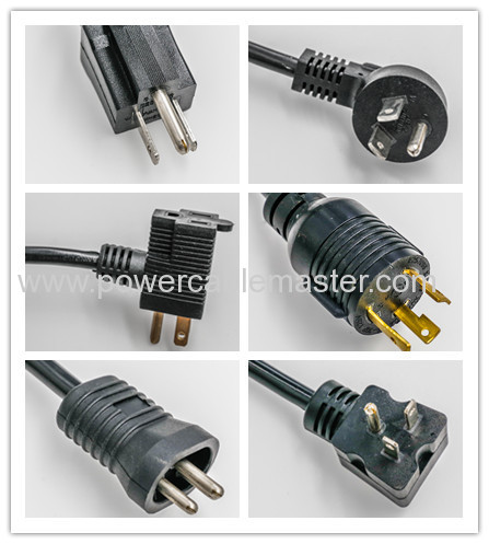 waterproof electrical extension cord 10A NEMA 5-15 3pin plug black 1.8m monitor power cord