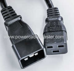 UL VDE approval IEC-C19 TO IEC -C20 SJT BLACK1.8M IEC 320 C19 to C20 AC Power Cord Cable