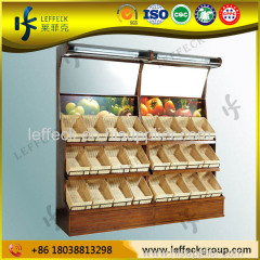 wooden stands for supermarket fruit and vegetables display