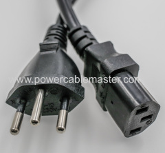 Brazil NBR14136 Plug to IEC C15 Appliance Power Cord Brazil laptop power cord with InMetro approval