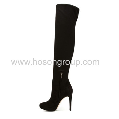 Factory inside zipper suede thigh high boots