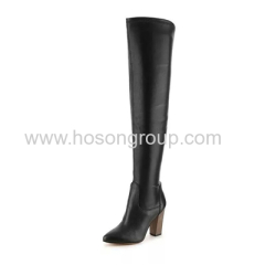 Mulheres black chunky heel lady boots