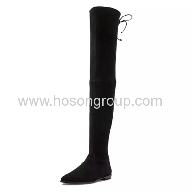 Flat thigh high suede mulheres boots