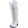 Mulheres white PU leather thigh high boots