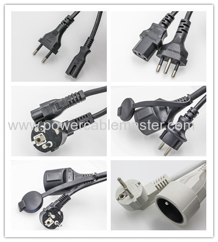  European power extension cord,Germany plug/2-pin Europ plug with earthing contact/VDE power cords