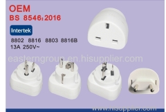 BS8546 13Amp 250V~ Max 3000W UK to EU plug adapter with 2 USB charger