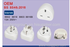 High Quality BS EU to 1 Port UK Travel Power Plug Adapter Converter with 2 Port USB