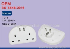 High Quality BS EU to 1 Port UK Travel Power Plug Adapter Converter with 2 Port USB