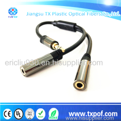 Foil Shielding and Stereo Connector Type 3.5mm Headphone Stereo Audio Y Splitter aux Cable 1 male to 2 female