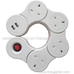 UK 360 Degree Rotating Electrical Outlet SASO g-mark GCC CE bs uk 4 socket 13A