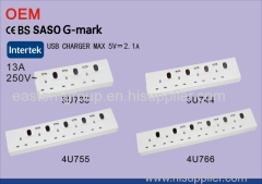 GCC 4 Way UK Type 13A power extension socket With Surge Protector function