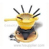 Enamel Cast Iron Fondue Set