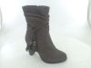 Suede chunky heel lady boots