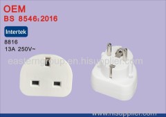 2pins 10a 250v eu to uk plug adapter