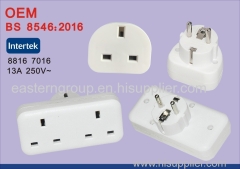 Adapter Plug EU 2 Pin to 3 Pin UK 1A Fused Electric Adaptor UK to EU EURO