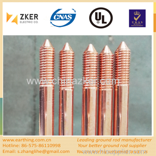 copper clad steel threaded and tipped ground rod