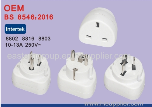 Factory wholesale converter plug 250v to 110v fused power plug travel charger