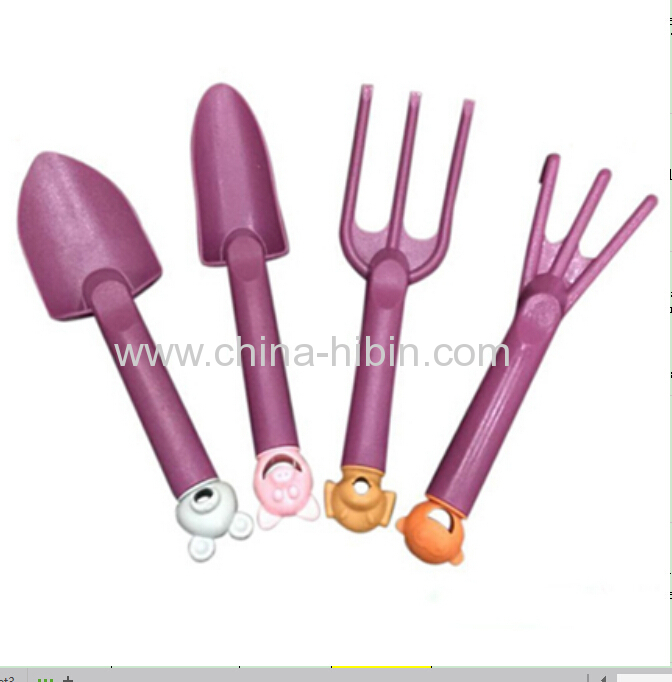 New Product for 2017 plastic mini garden tool set plastic mini rakes kids mini garden plastic tools and bag