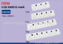 SASO CE BS 13a power strip with lightning surge protector/plugs and usb charger