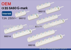 SASO Saudi Arabia Extension 4 Gang 6 Gang Extension Cord Multiple Switch Power Strip Socket 6Outlets