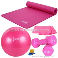 Yoga mat and yoga ball