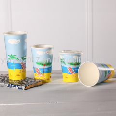 Disposable cold drinking paper cup with lids for beverage
