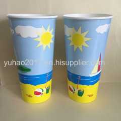 Disposable cold drinking paper cup with lids for beverage