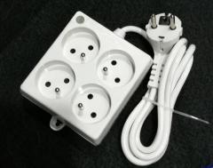 French type power strip 3 way 4 way 2m 3m