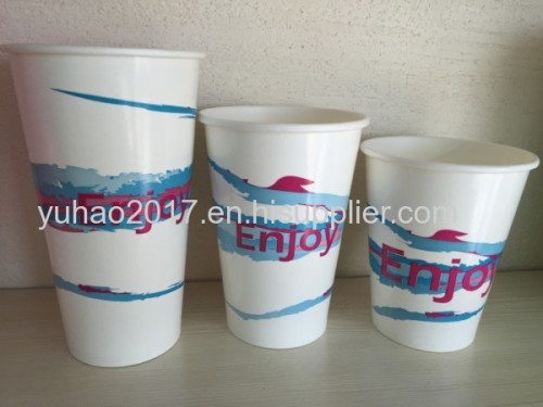 Double coated lined PE cold drinking paper cup with PET lids
