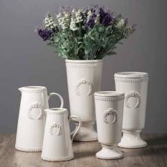 White Ceramic Flower Vases / Tabletop Plant Containers